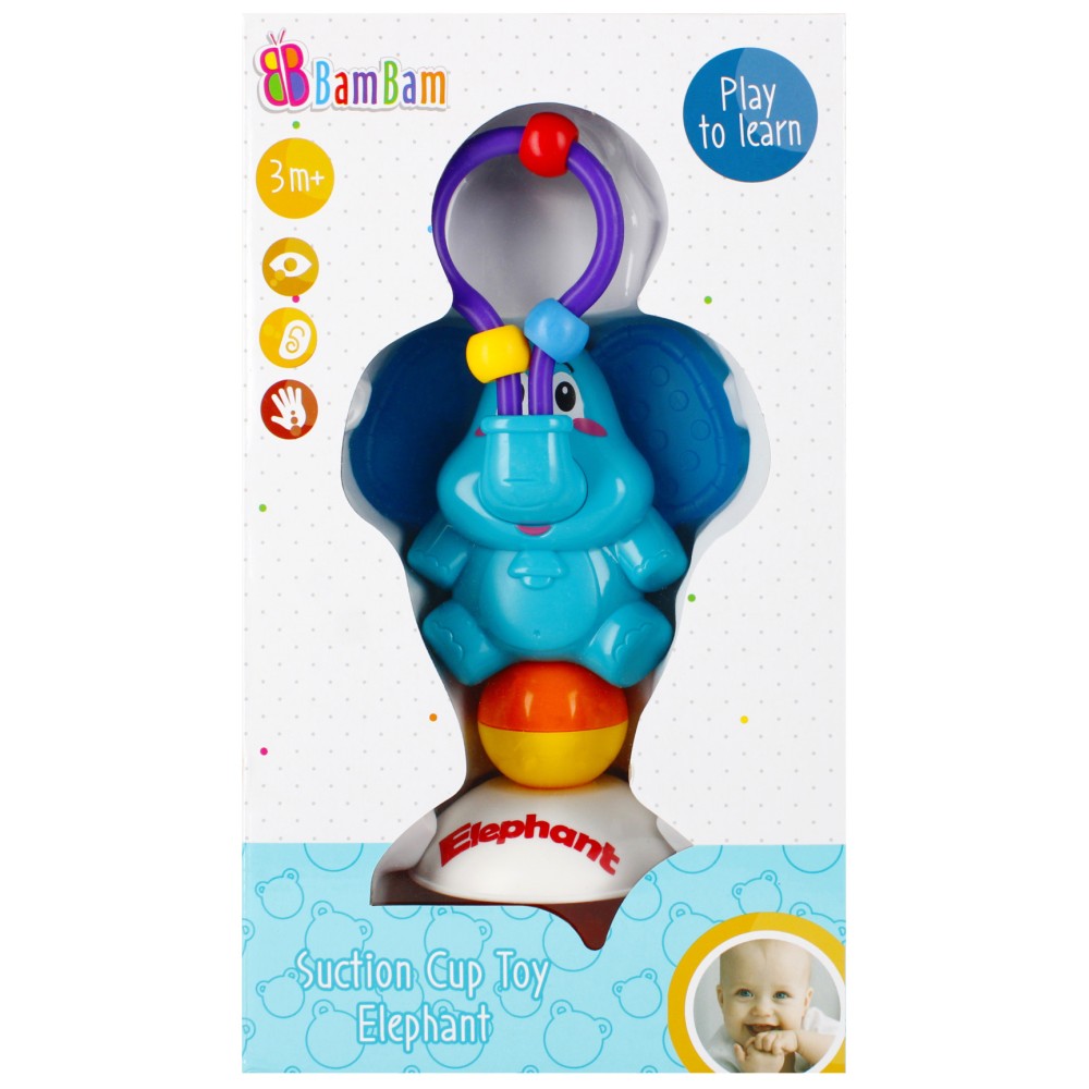 Elephant baby toy with suction cup