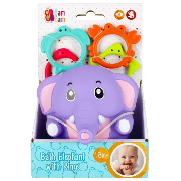 Elephant baby bath toy with rings