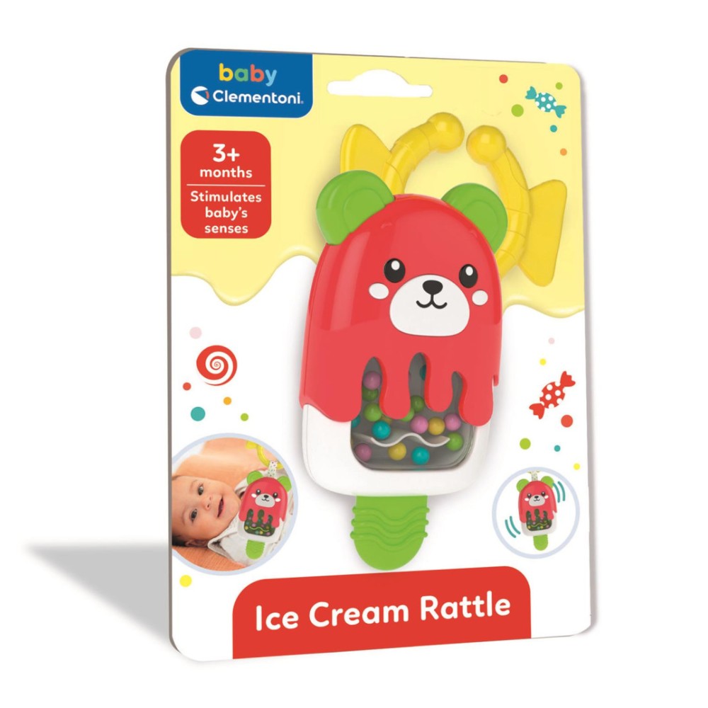 Colour Teddy Ice Cream Baby Rattle Clementoni