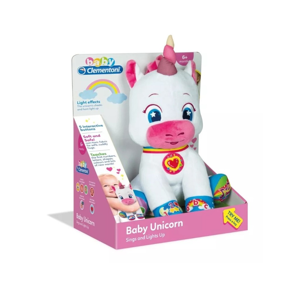 Unicorn Silverbelle interactive plush toy Clementoni