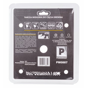 Tarcza widiowa do drewna 190x30 60z TDD-190x30x60Z