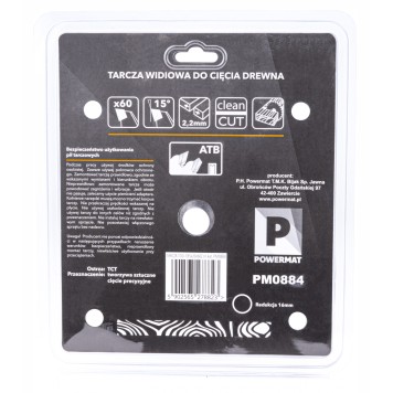 Tarcza widiowa do drewna 185x20 60z TDD-185x20x60Z