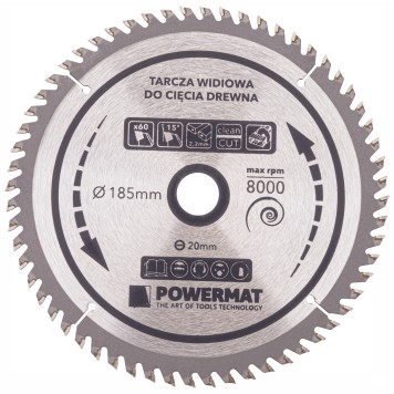 Tarcza widiowa do drewna 185x20 60z TDD-185x20x60Z