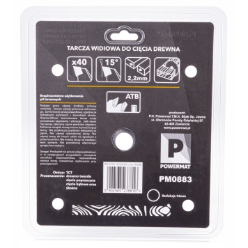 Tarcza widiowa do drewna 185x20 40z TDD-185x20x40Z