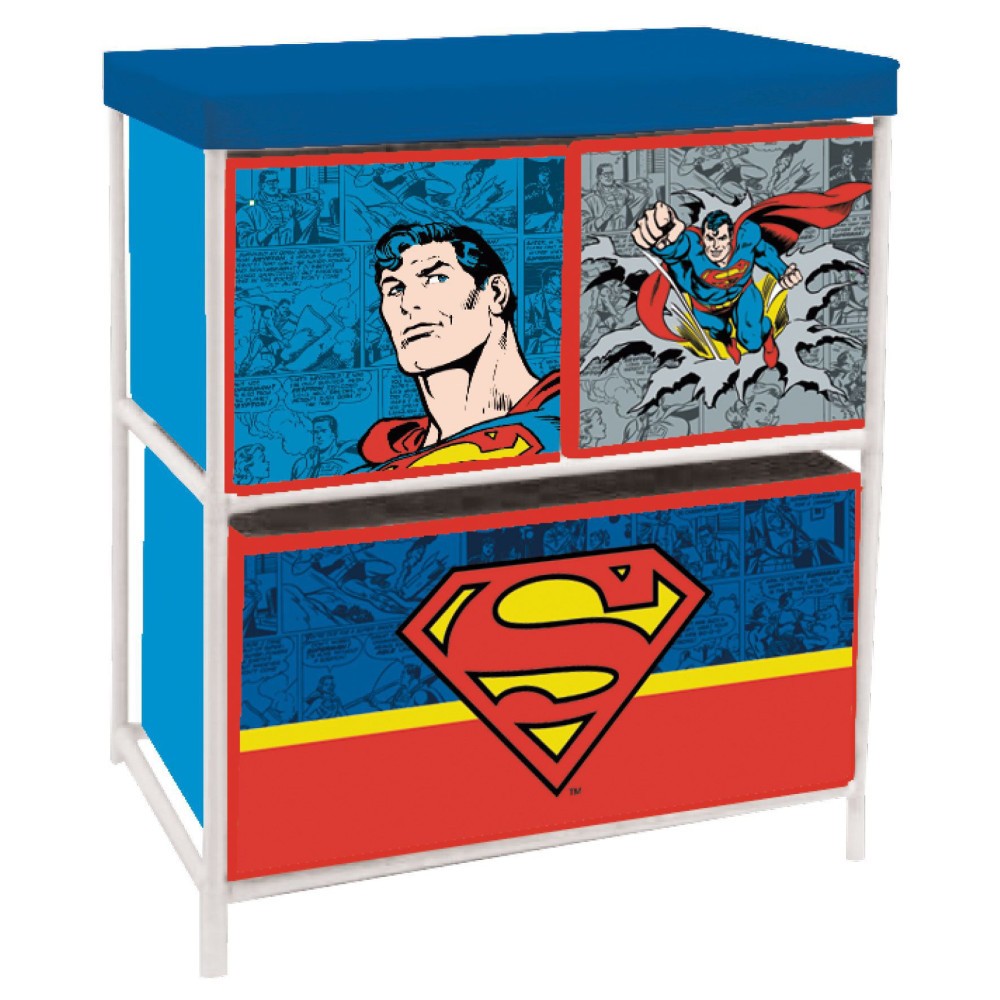 Superman toy storage stand 3-compartment 53x30x60 cm