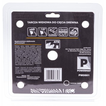 Tarcza widiowa do drewna 160x20 60z TDD-160x20x60Z