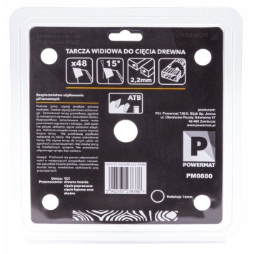 Tarcza widiowa do drewna 160x20 48z TDD-160x20x48Z