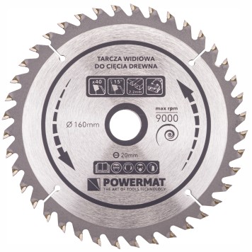 Tarcza widiowa do drewna 160x20 40z TDD-160x20x40Z