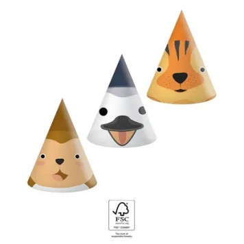Animals Zoo party hat, 6 pcs FSC
