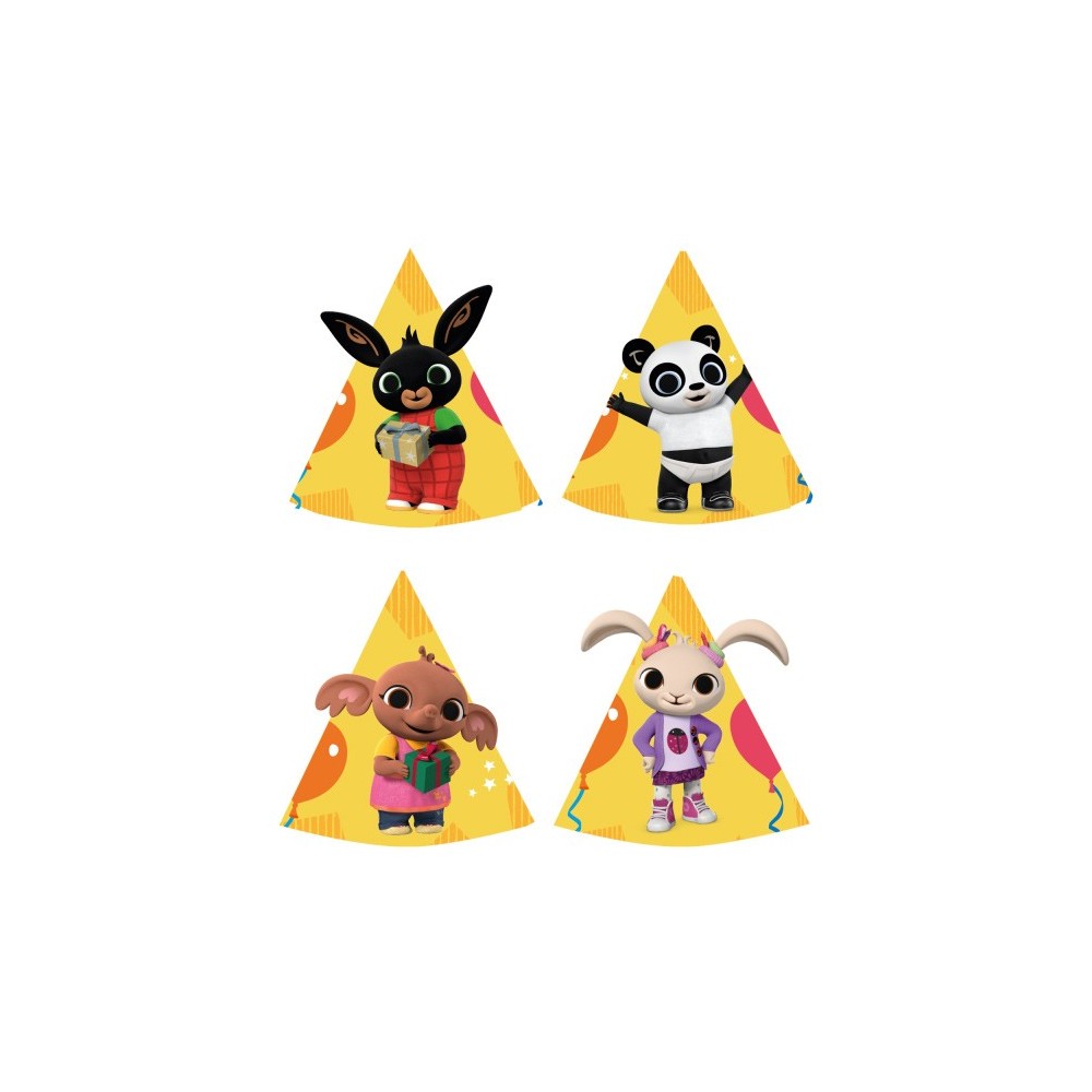 Bing Yellow Party hat, tricorn 8 pcs