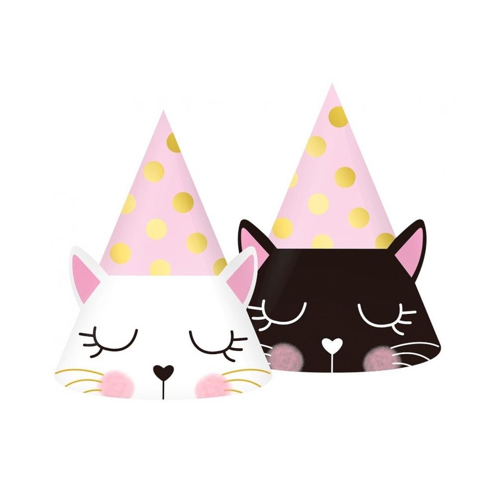 Cat Sleepy party hats, 6 pcs