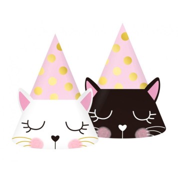 Cat Sleepy party hats, 6 pcs
