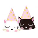 Cat Sleepy party hats, 6 pcs