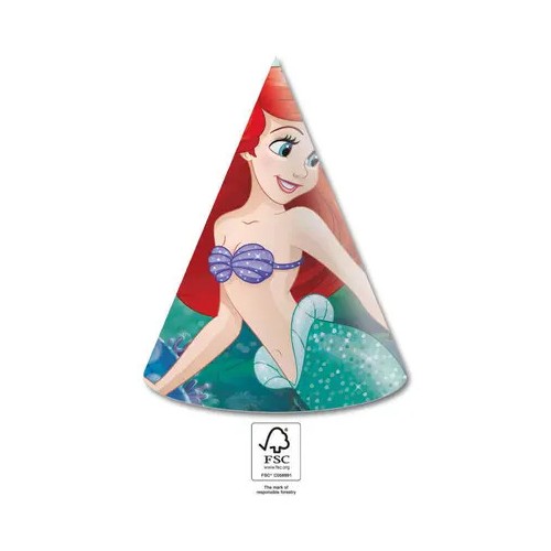 Disney Princess Ariel Curious Party Hat, Tricorn 6 pcs FSC