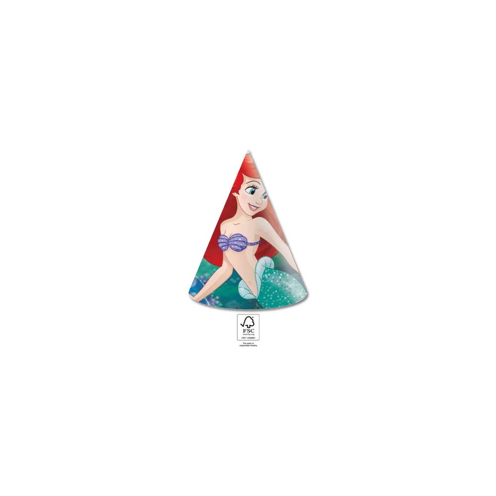 Disney Princess Ariel Curious Party Hat, Tricorn 6 pcs FSC