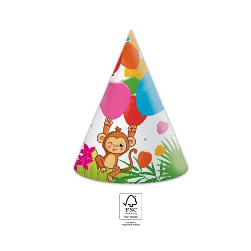 Jungle Balloons party hat, 6 pcs FSC