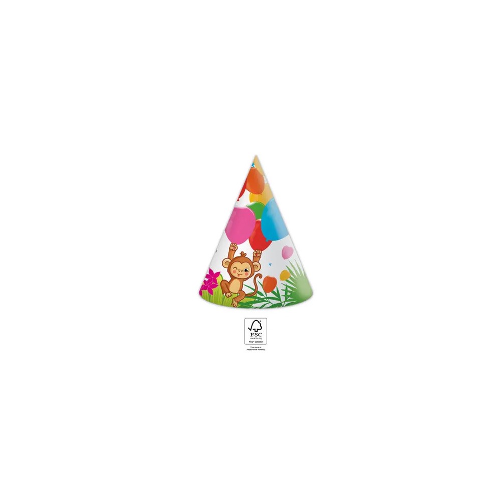 Jungle Balloons party hat, 6 pcs FSC