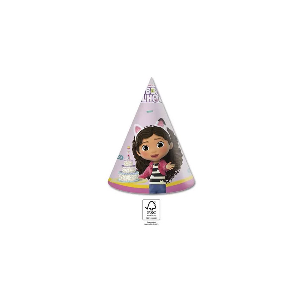 Gabby's Dollhouse Friends party hat, tricorn 6 pcs FSC