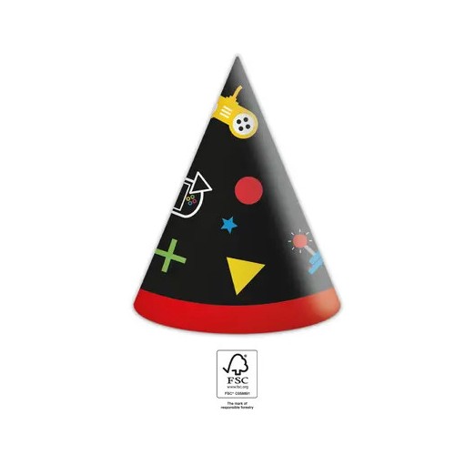 Gamer Gaming Party party hat, tricorne 6 pcs FSC