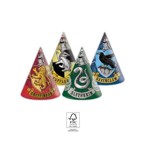 Harry Potter Hogwarts Houses Party Hat, Napoleon Hat 6 pcs FSC