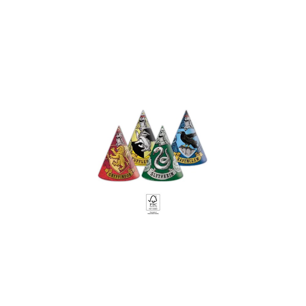 Harry Potter Hogwarts Houses Party Hat, Napoleon Hat 6 pcs FSC