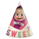 Masha and the Bear Sweet Heart party hat, bicorne 6 pcs