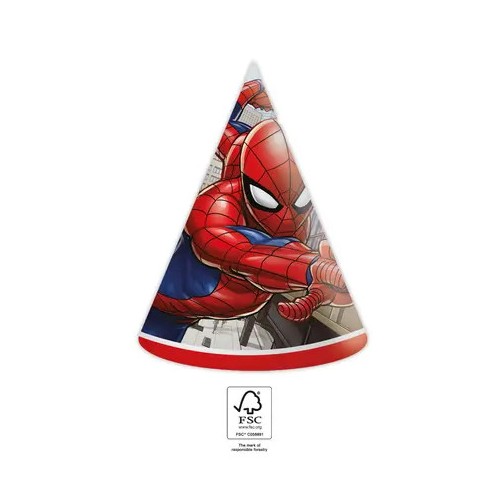 Spiderman Crime Fighter party hat, tricorn 6 pcs FSC
