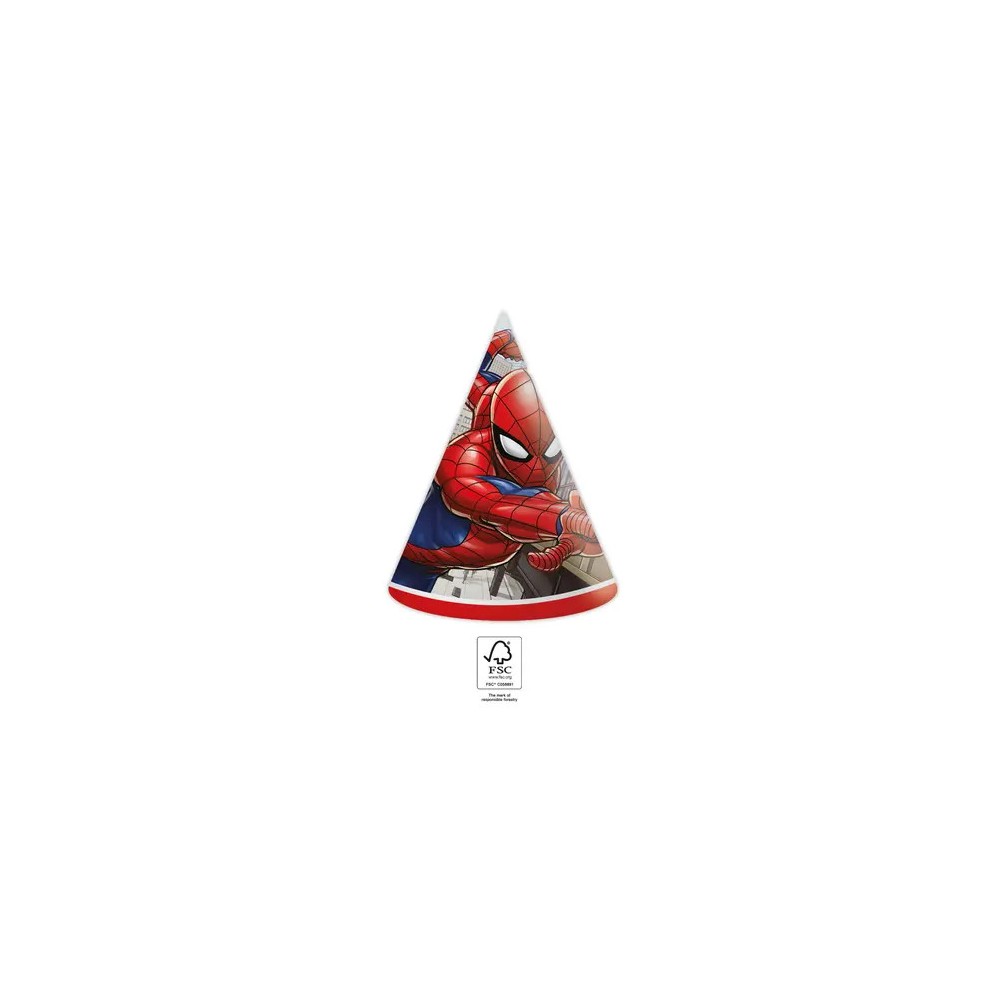 Spiderman Crime Fighter party hat, tricorn 6 pcs FSC