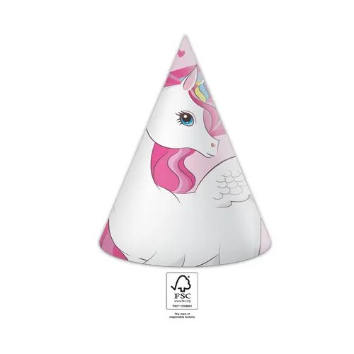 Unicorn Rainbow Colors party hat, cocked hat 6 pcs FSC