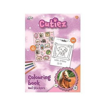 Animals Cutiez coloring book with stickers 16 pages