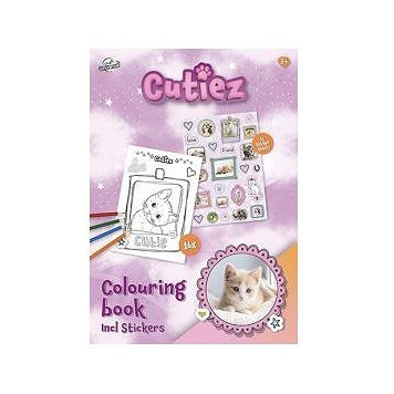 Animals Cutiez coloring book with stickers 16 pages A5