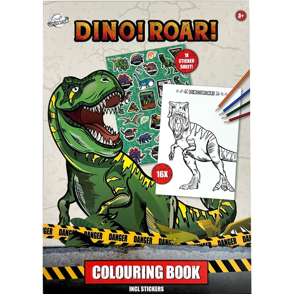 Dinosaur Roar coloring book with stickers 16 pages
