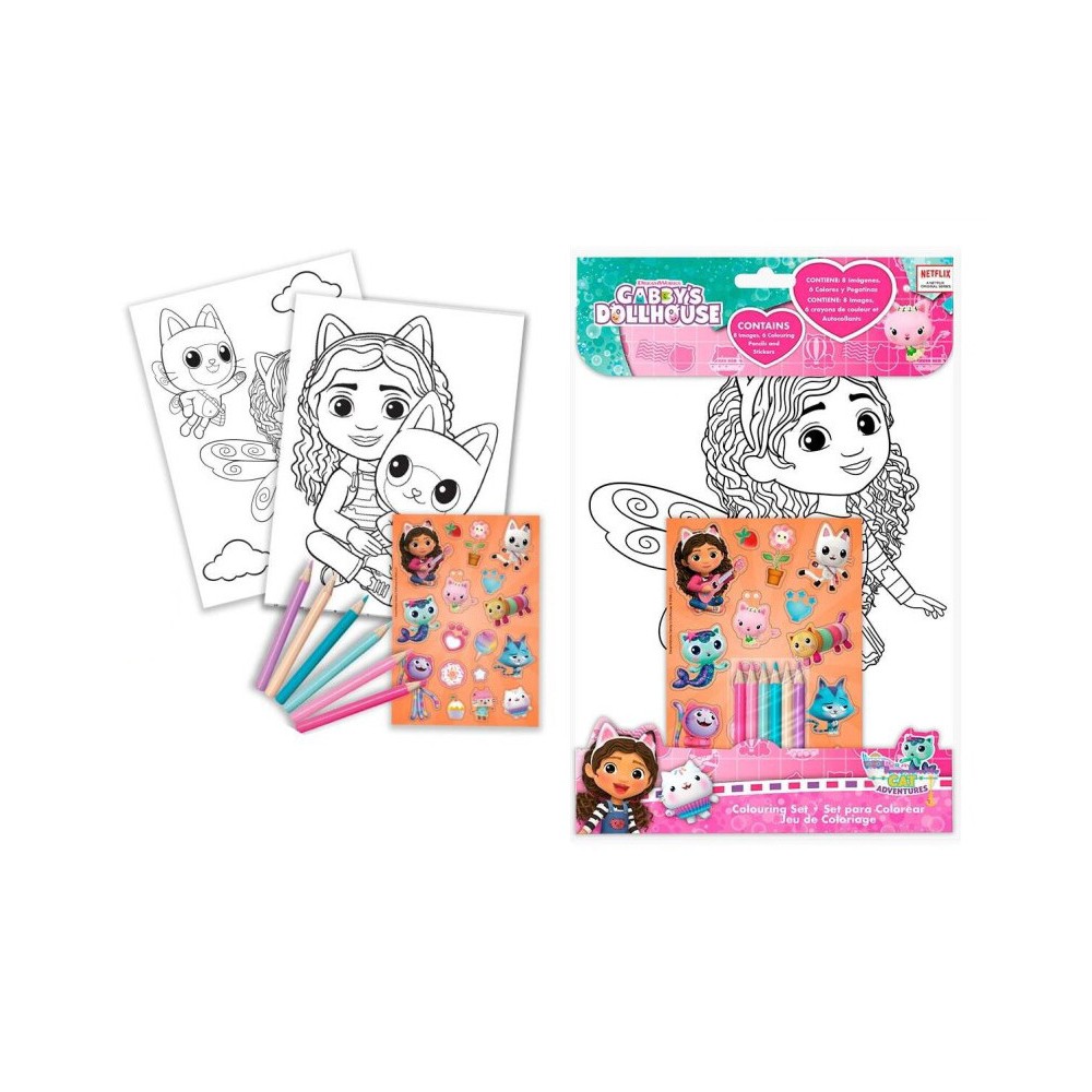 Gabby's Dollhouse coloring + sticker set