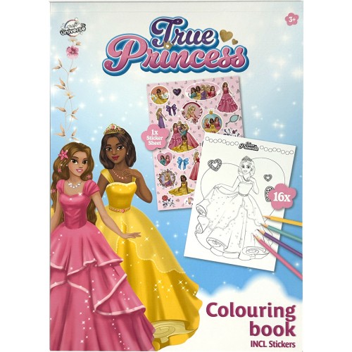 Princess True Coloring Book with Stickers 16 Pages