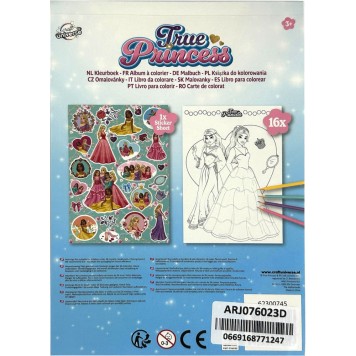 Disney Princess True Princess coloring book with stickers 16 pages A5