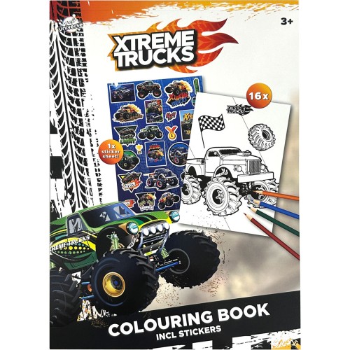 Vehicle Xtreme coloring book with stickers 16 pages
