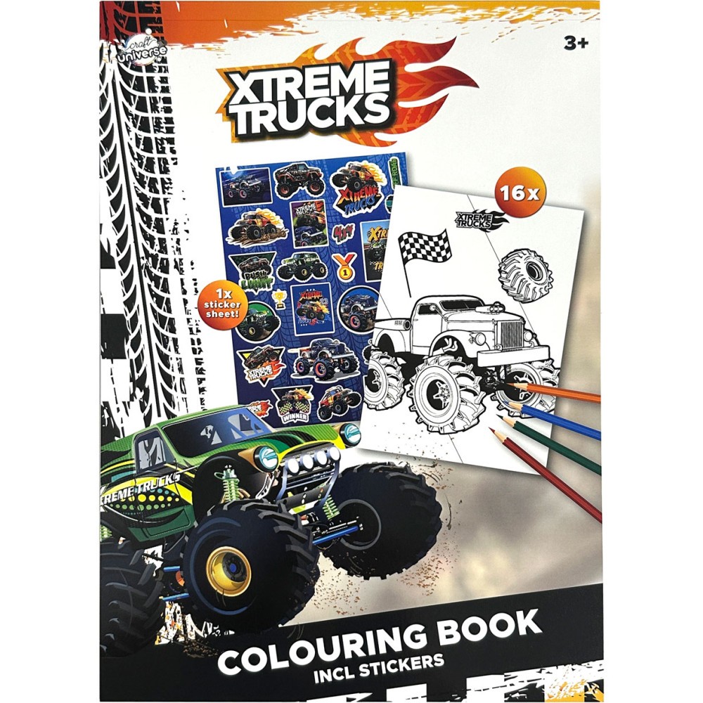 Vehicle Xtreme coloring book with stickers 16 pages