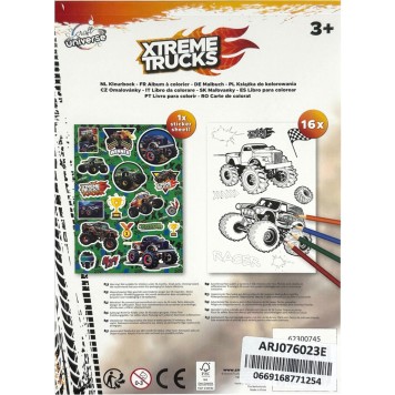 Vehicle Xtreme coloring book with stickers 16 pages A5