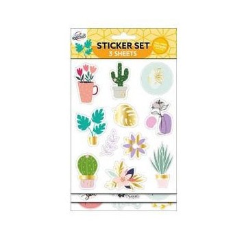 Colour Cactus Plant Sticker Set 3 Sheets
