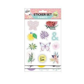Summer Fun glitter sticker set 3 sheets