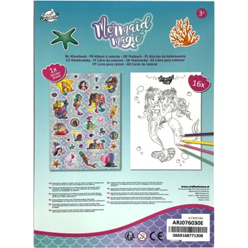 Mermaid Magic coloring book with stickers, 16 pages
