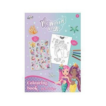 Mermaid Magic coloring book with stickers, 16 pages