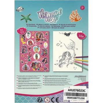 Mermaid Magic coloring book with stickers 16 pages A5