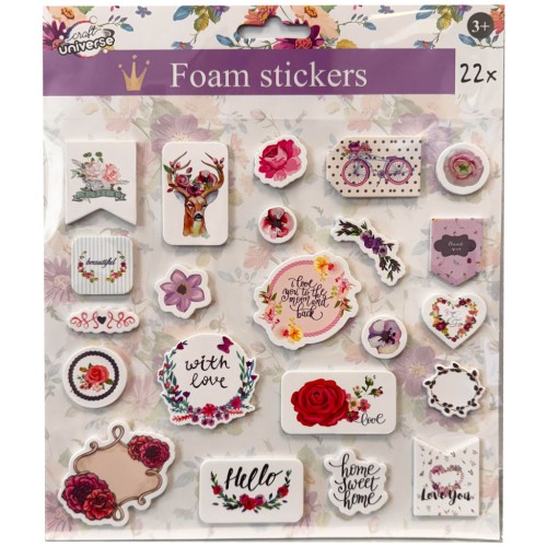Colour Flowers foam sticker 22 pieces