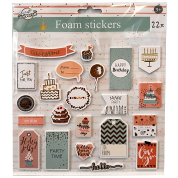 Colour Party Time sponge sticker set of 22