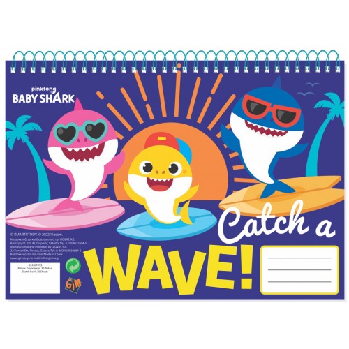 Baby Shark Wave A/4 spiral sketchbook 30 sheets