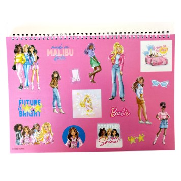 Barbie Paints A/4 spiral sketchbook with 40 pages and stickers
