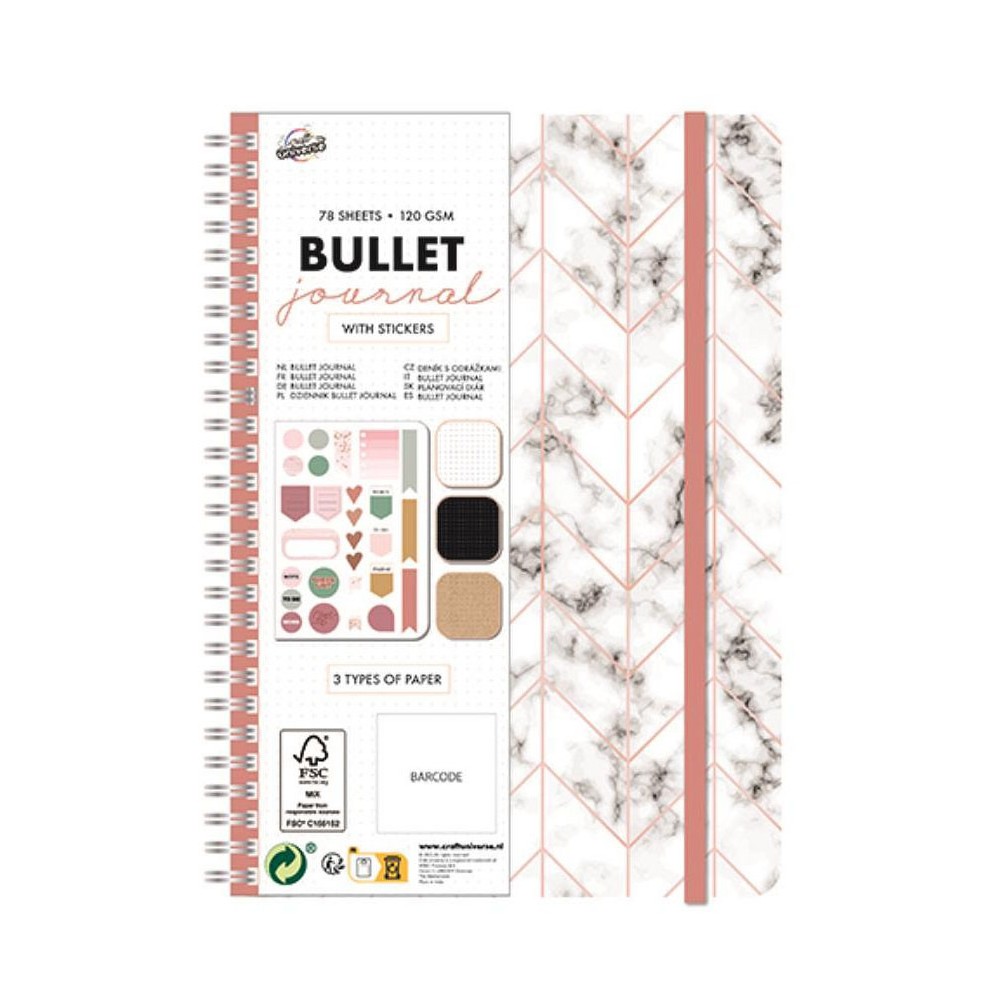 Colour Bullet Journal, Marble Patterned Planner Notebook A5 with Stickers