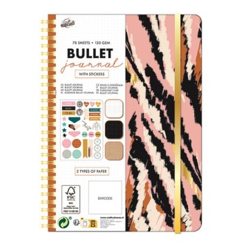 Colour Bullet Journal, Tiger Stripes Patterned Planner Notebook A5 with Stickers