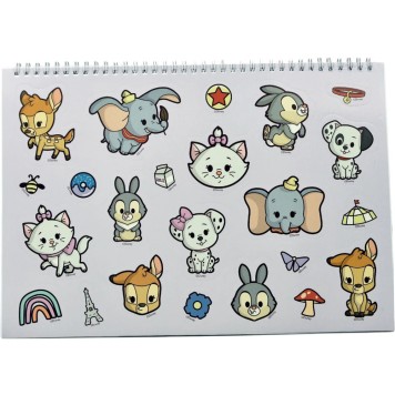 Disney Animals Classic A/4 Spiral Sketchbook with 40 Sheets and Stickers